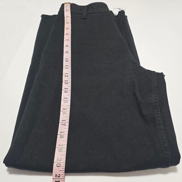 Zara Women’s Black Wide Leg Raw Hem High waisted Jeans Size 8 Boho Grunge Y2K - Picture 7 of 8